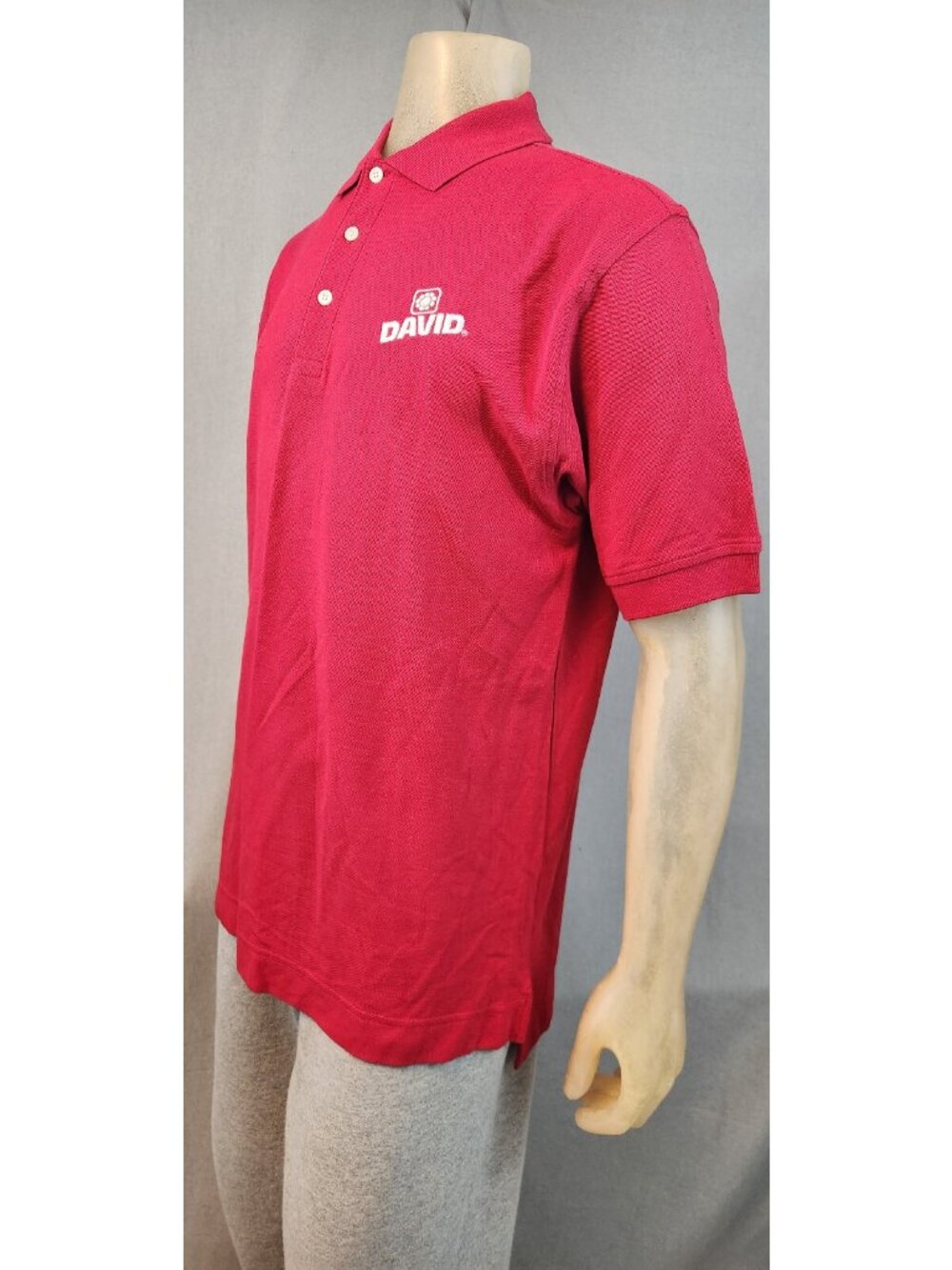 Devon & Jones MEDIUM David Brand Red Collared Short Sleeve Polo Shirt Top - Picture 6 of 7